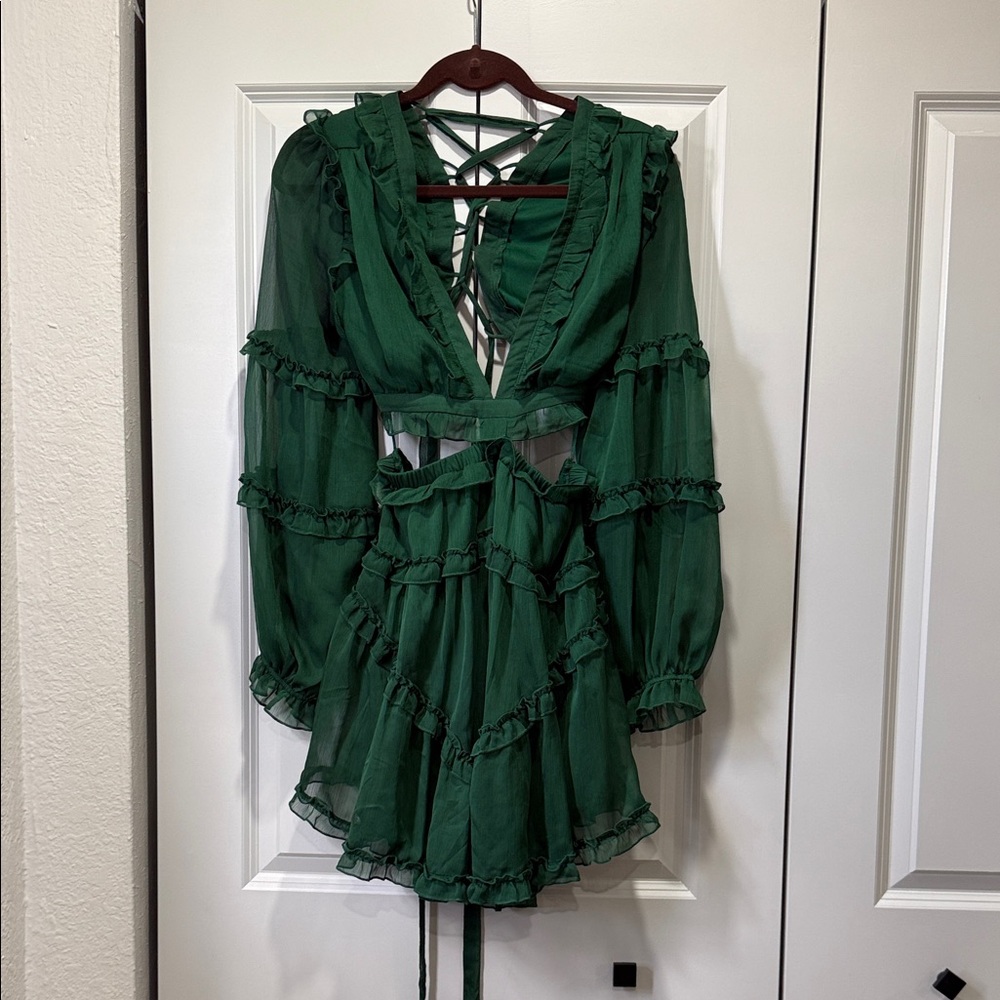 Luxxel Deep Green Long Sleeve Dress